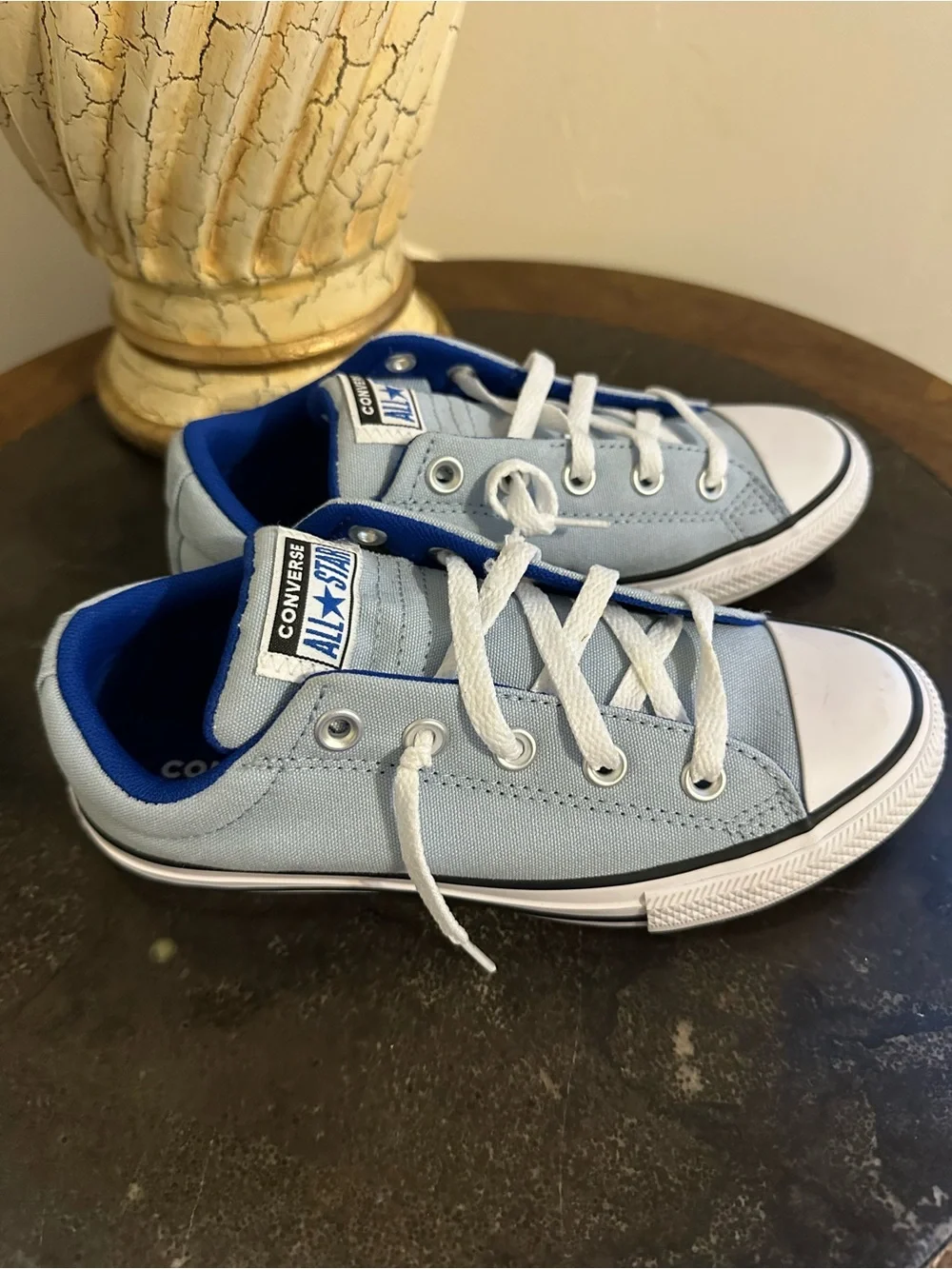 Converse Kids Low Top Sneakers in Light Blue and White
